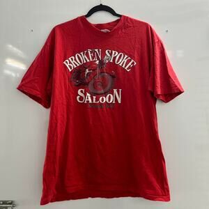 VTG Red Broken Spoke Saloon biker tee